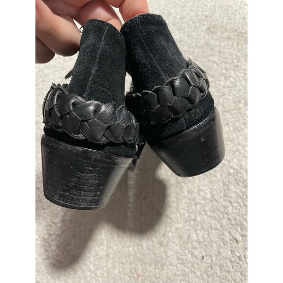 Sam Edelman Posey Suede Leather Ankle Booties Womens 9 M Metal Chain Black Boots - Picture 12 of 12